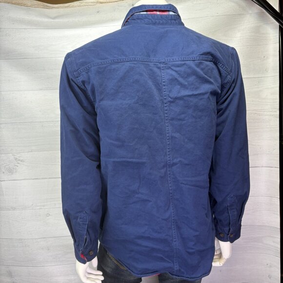 Lands End Mens Flannel-Lined Hurricane Shirt Navy Blue Traditional Fit Size L - Picture 7 of 13